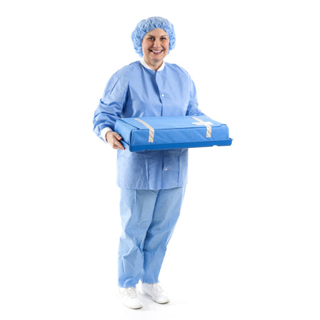 Smart-Fold H650 Sterilization Wrap, 40 x 55 Inch-SMART-FOLD* H650 Sterilization Wrap White / Blue 40 X 55 Inch Dual Layer SMS Polypropylene Steam / EO Gas / Hydrogen Peroxide