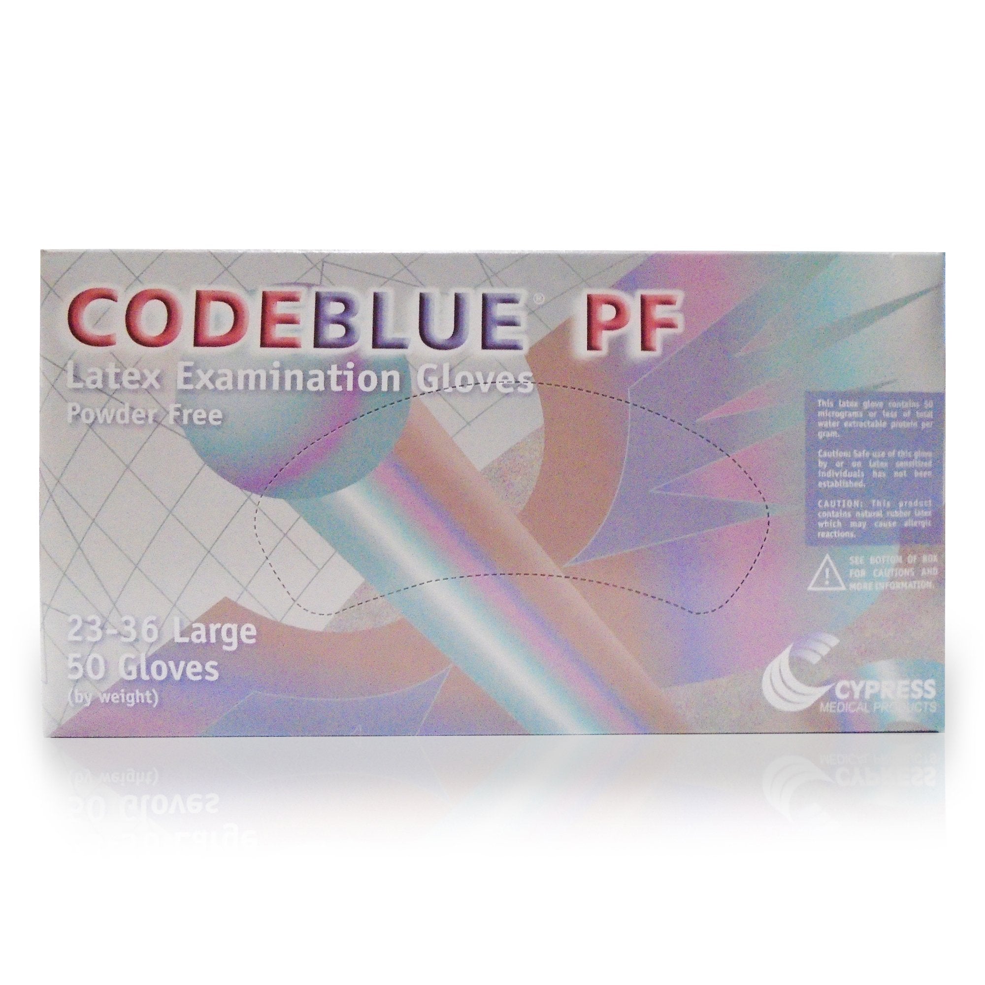 CodeBlue PF Latex Extended Cuff Length Exam Glove, Large, Blue-Exam Glove CODEBLUE PF Large NonSterile Latex Extended Cuff Length Fully Textured Blue Not Rated