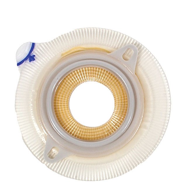 Assura Colostomy Barrier With -1 Inch Stoma Opening-"Ostomy Barrier Assura Xpro Trim to Fit, Extra Extended Wear Silicone Based Adhesive 50 mm Flange Red Code System Synthetic Resin 3/4 to 1-1/4 Inch Opening"