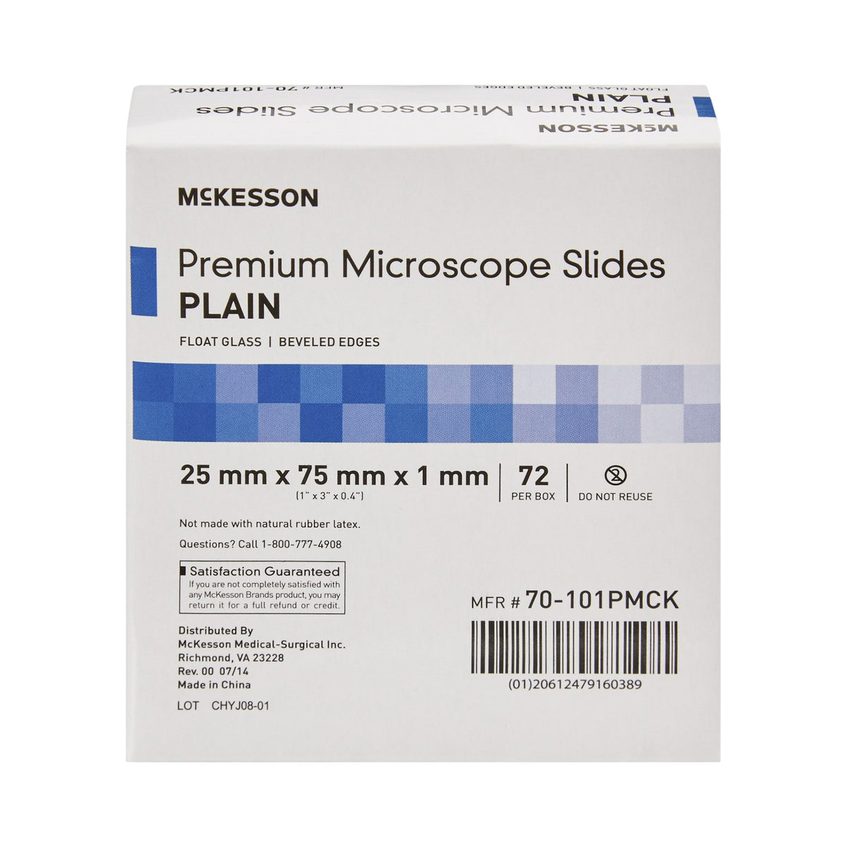 McKesson Premium Plain Microscope Slide, 25 x 75 mm-Microscope Slide McKesson 25 X 75 X 1 mm Plain