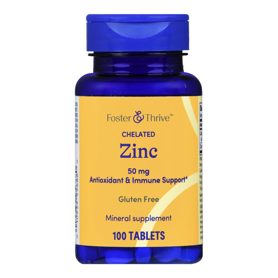 Foster & Thrive Chelated Zinc 50 mg Tablets-Mineral Supplement Foster & Thrive Zinc Gluconate 50 mg Strength Tablet 100 per Bottle Unflavored