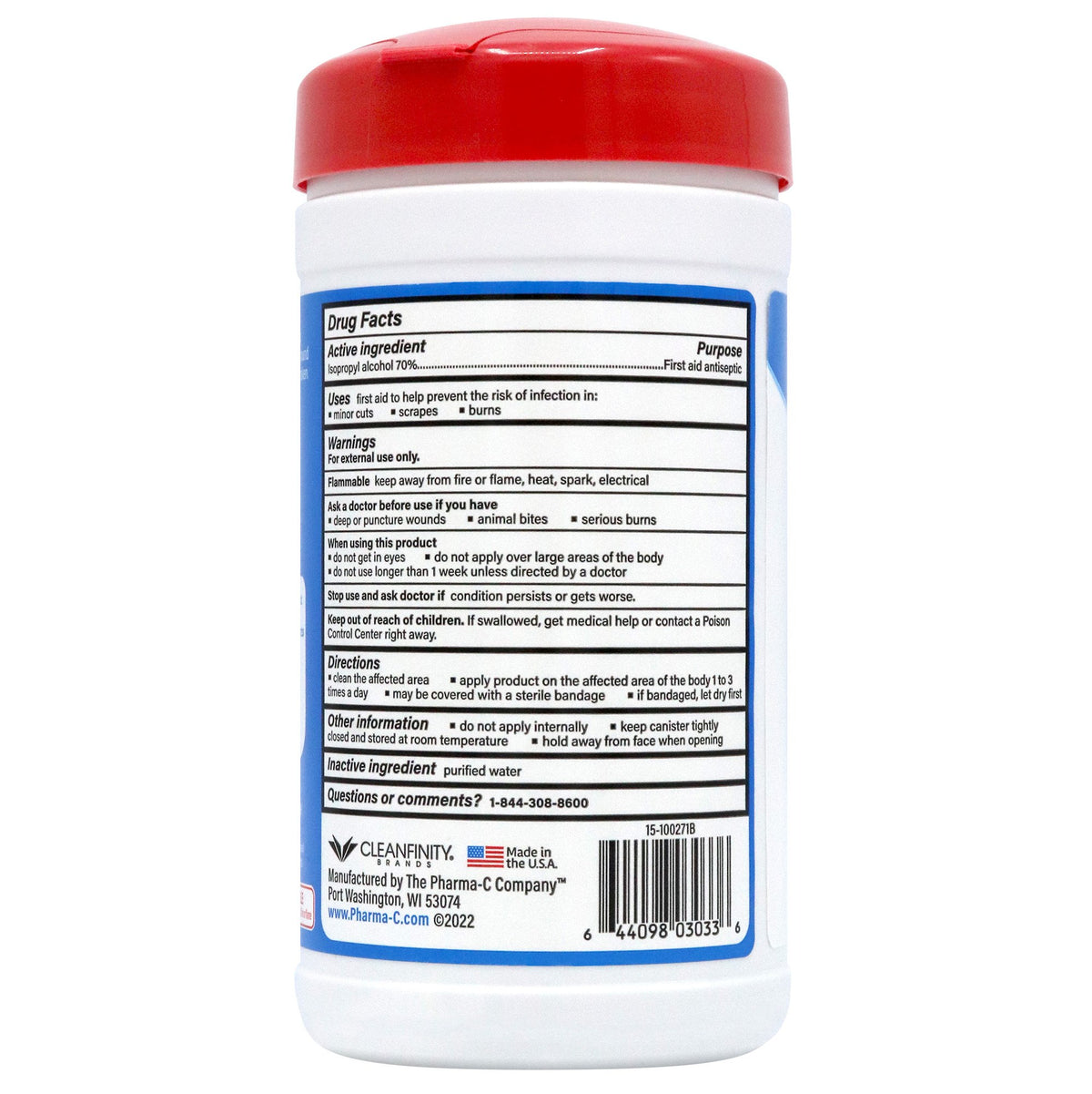 Pharma-C-Wipes® Isopropyl Alcohol Antiseptic Wipes - Pharmaceuticals>Over the Counter>First Aid - Kleen Test Products Corp