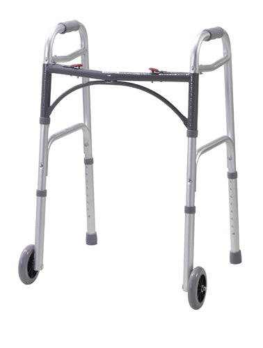 Walker Folding 2-Button Adult Alum w/5 Wheels (Drive)