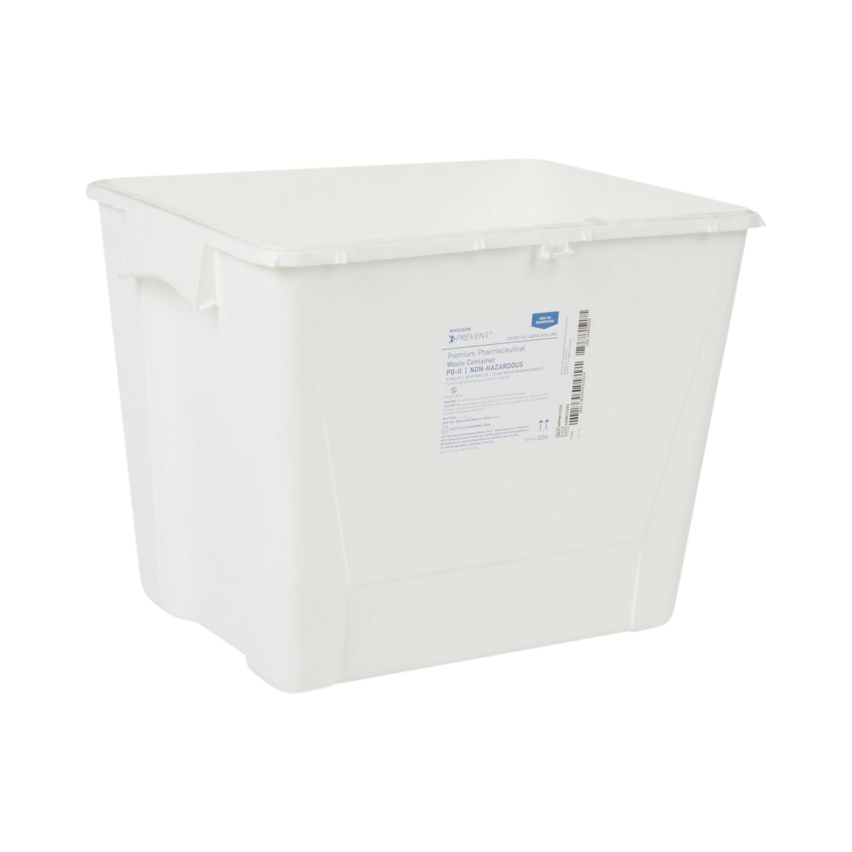 McKesson Prevent Pharmaceutical Waste Container, 8 Gallon, 13 x 17-3/10 x 13 inch-Pharmaceutical Waste Container McKesson Prevent White Base 13-1/2 H X 17-3/10 W X 13 L Inch Vertical Entry 8 Gallon