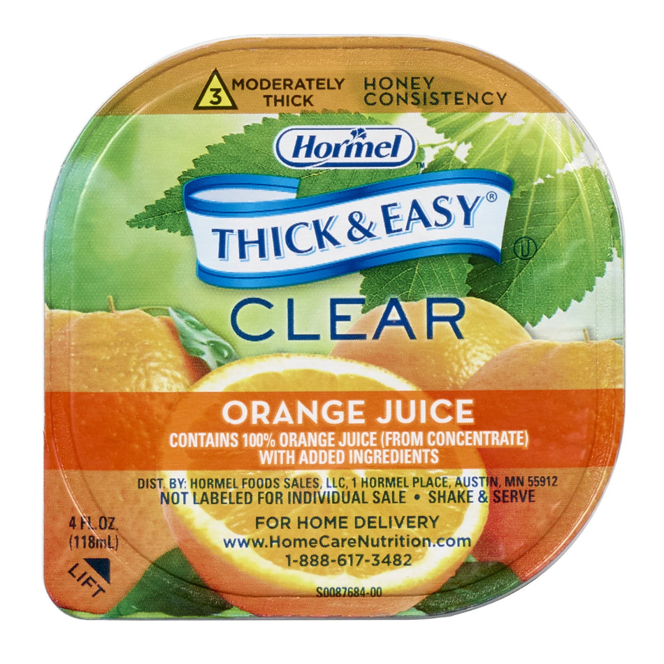 Thick & Easy Clear Honey Consistency Orange Juice Thickened Beverage, 4-ounce Cup-Thickened Beverage Thick & Easy 4 oz. Portion Cup Orange Flavor Liquid IDDSI Level 3 Moderately Thick/Liquidized