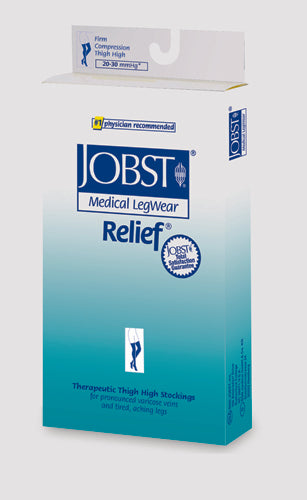 Jobst Relief 20-30 Thigh-Hi Black Large w/Silicone Band - Jobst Relief 20-30 Thigh-Hi - Complete Medical