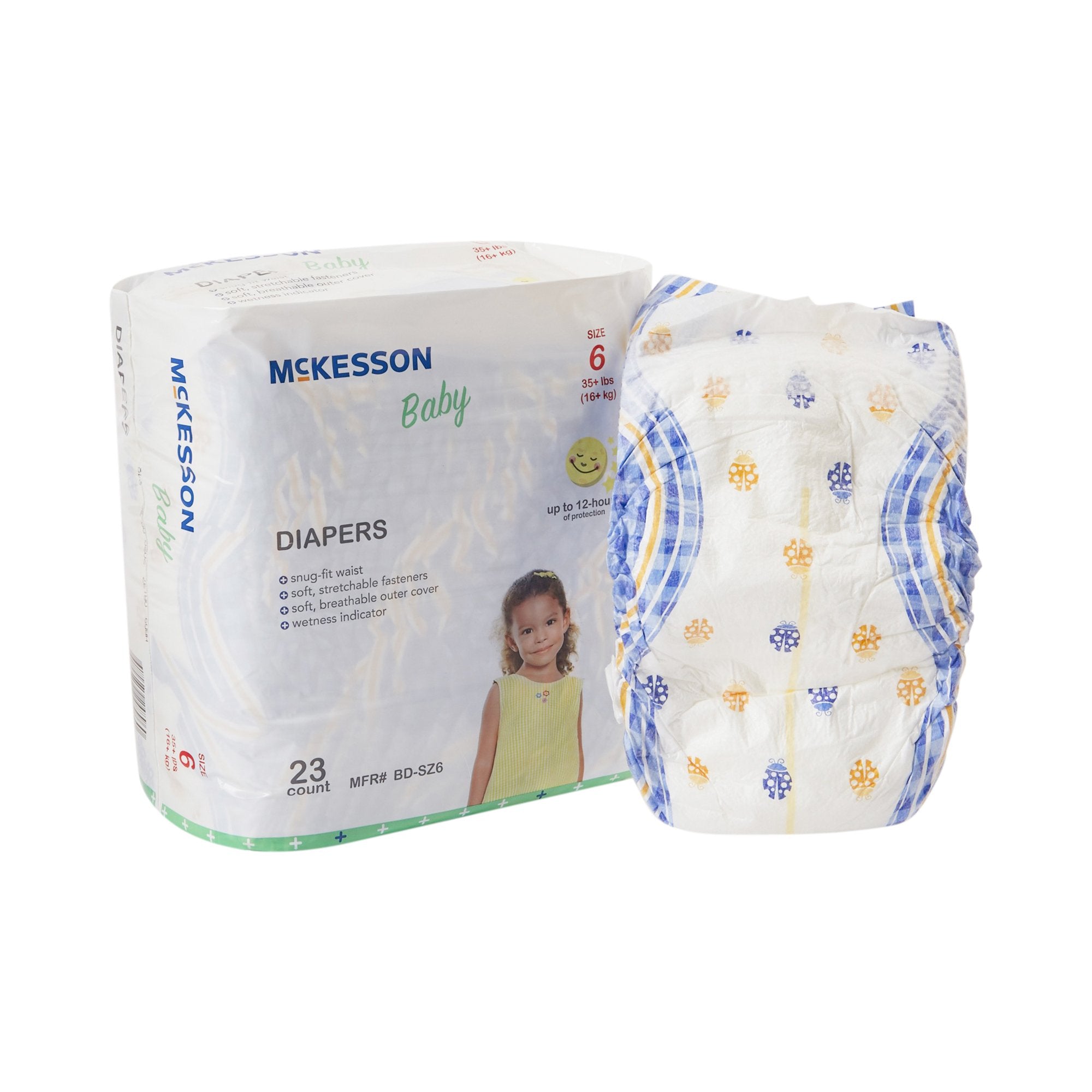 McKesson Baby Diaper, Size 6-Unisex Baby Diaper McKesson Size 6 Disposable Heavy Absorbency