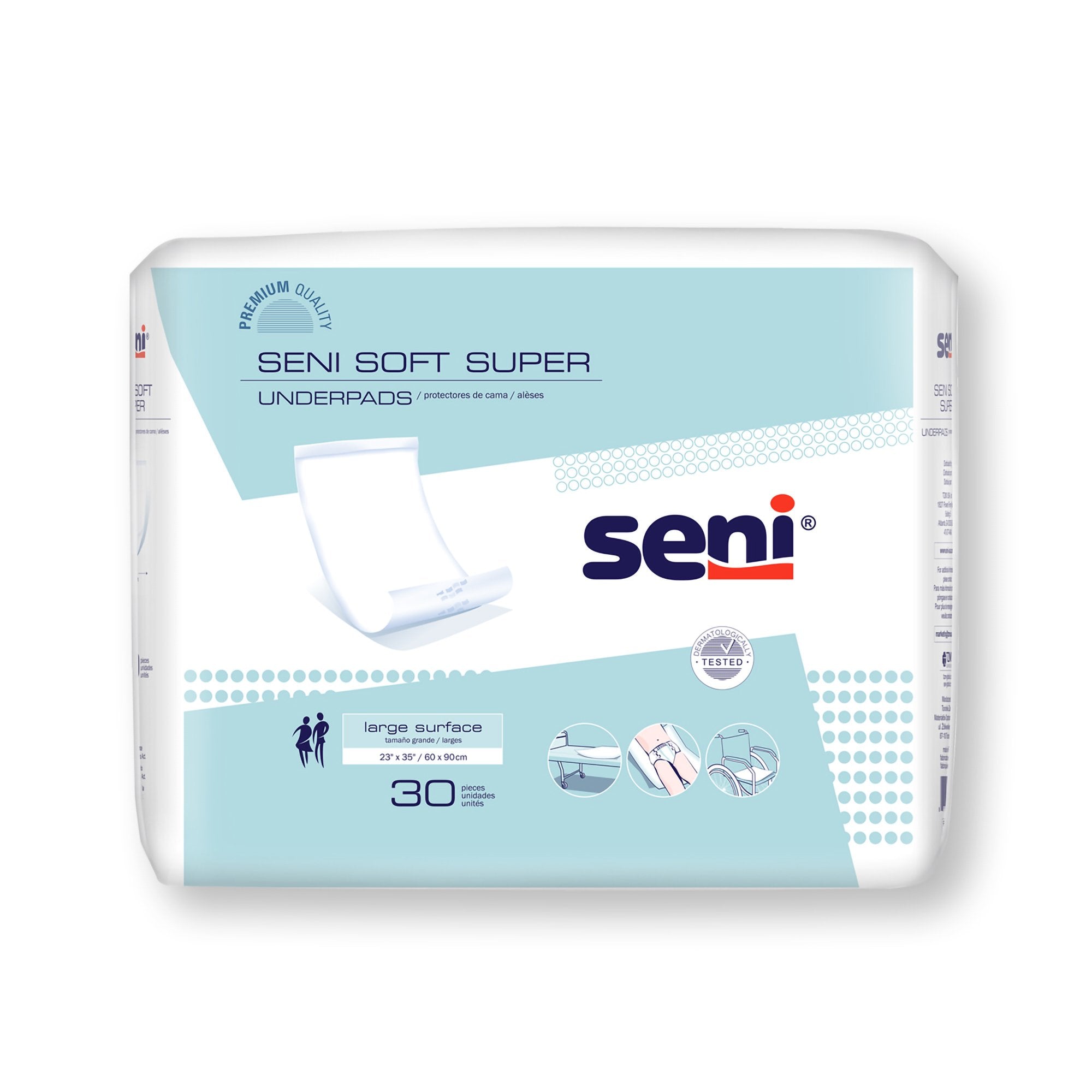 Seni Soft Super Underpad, Level 2 Absorbency-Disposable Underpad Seni Soft Super 23 X 35 Inch Cellulose Pulp Moderate Absorbency