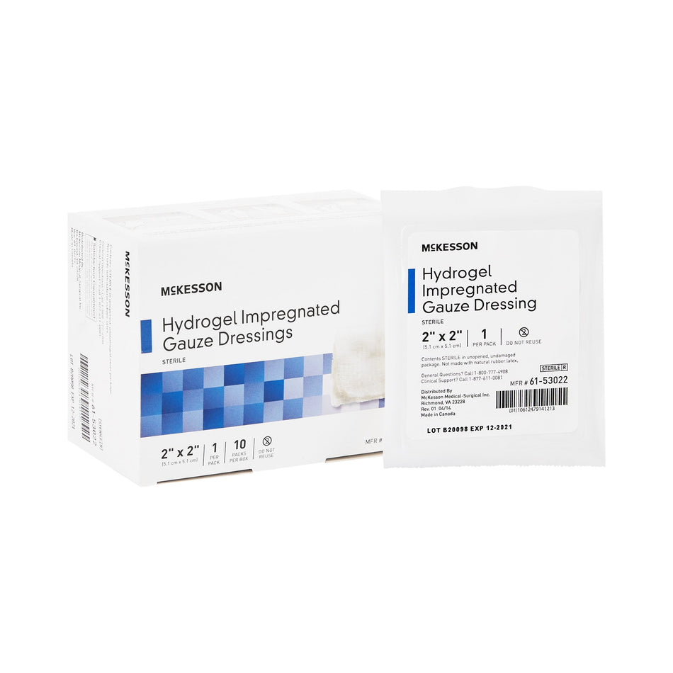 McKesson Hydrogel Gauze Dressing, 2 x 2 Inch-Hydrogel Wound Dressing McKesson Impregnated 2 X 2 Inch Impregnated Sterile