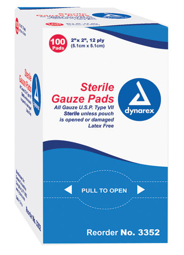 Gauze Sponges Ster-1's 4 x4 12ply Bx/100