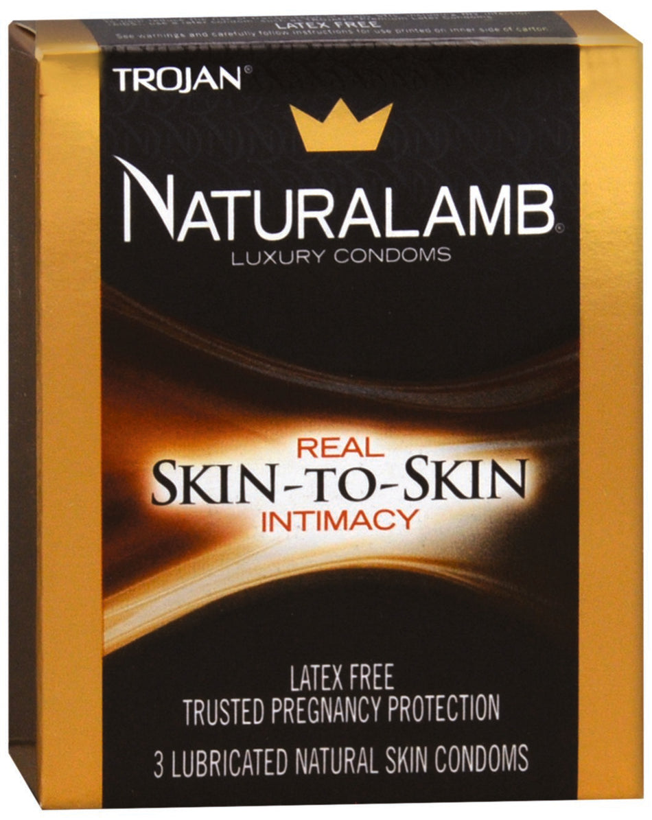 Trojan Naturalamb Lubricated Sheepskin Condom-Condom Trojan Naturallamb Lubricated 3 per Box