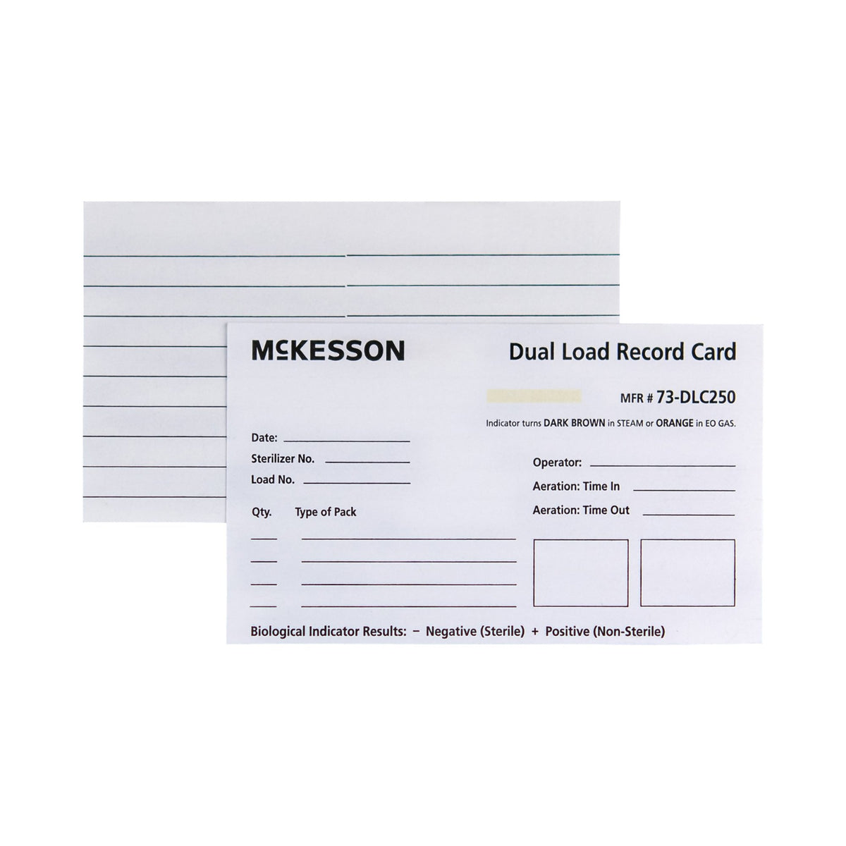 McKesson Sterilization Record Card-Sterilization Record Card McKesson Steam / EO Gas