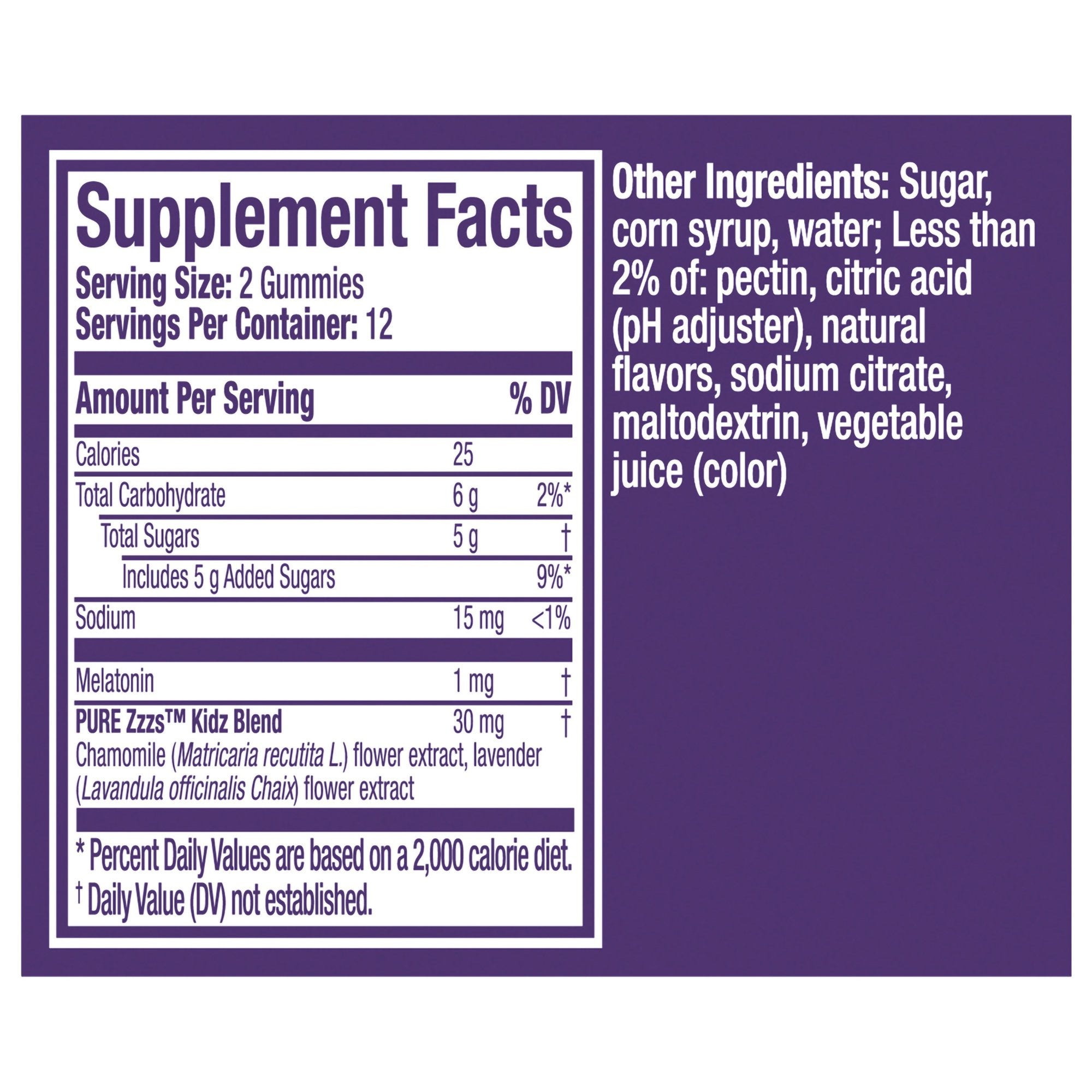 Vicks Pure Zzzs Kidz Gummies, Natural Berry Flavor-Children's Sleep Aid Vicks Pure ZZZ's 24 per Bottle Gummy