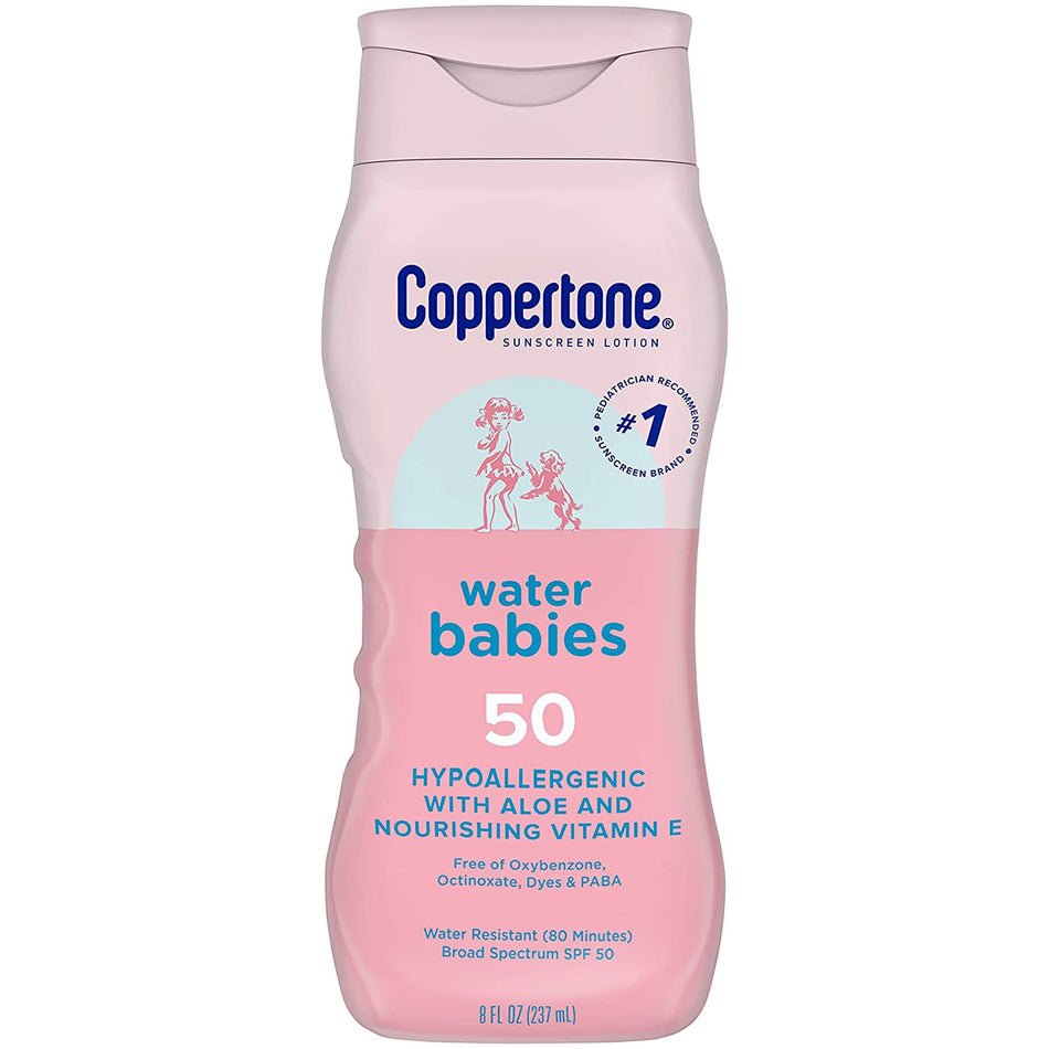 Coppertone� Water Babies SPF 50 Sunscreen Lotion, 8 oz.-Sunscreen Coppertone� Water Babies SPF 50 Lotion 8 oz. Bottle