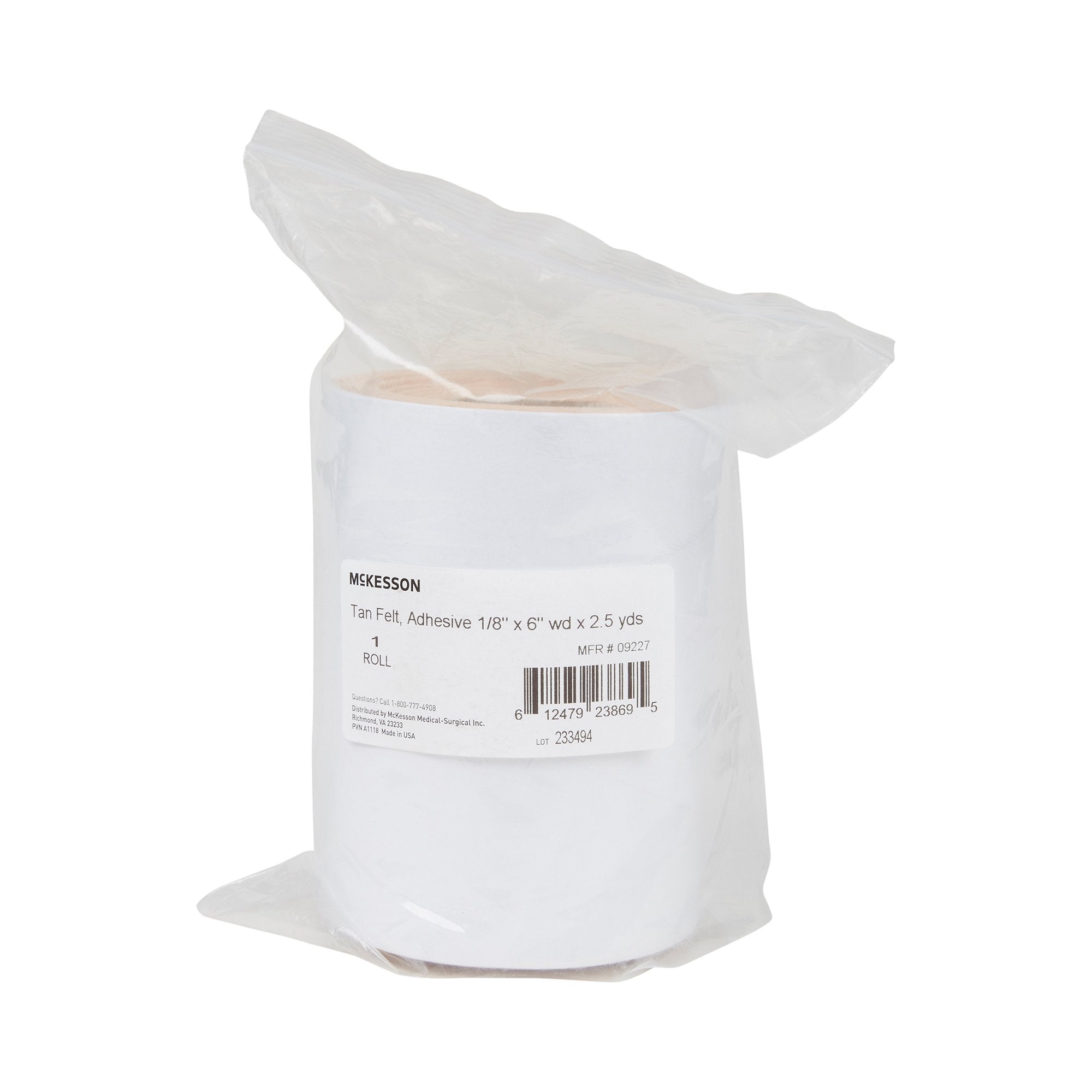 McKesson Tan Wool / Rayon Adhesive Orthopedic Felt Roll, 6 Inch x 2-1/2 Yard-Orthopedic Felt Roll Adhesive McKesson 6 Inch X 2.5 Yard Wool / Rayon NonSterile