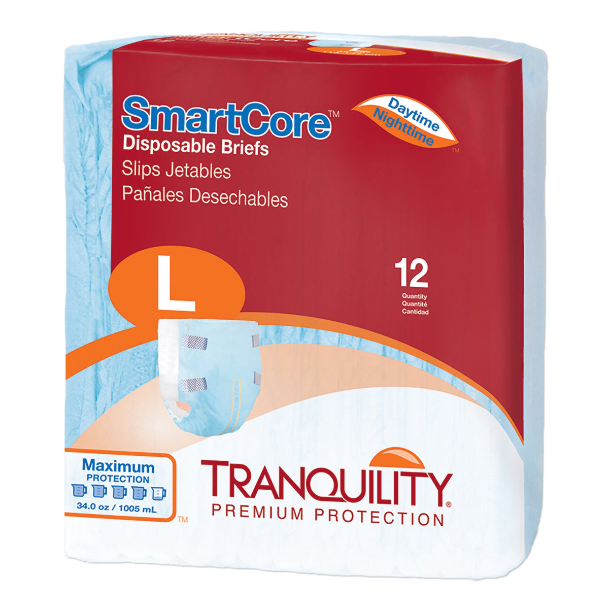Tranquility SmartCore Maximum Protection Incontinence Brief, Large-Unisex Adult Incontinence Brief Tranquility SmartCore Large Disposable Heavy Absorbency