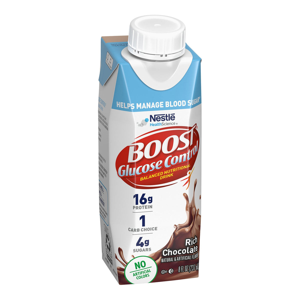 Boost Glucose Control Chocolate Balanced Nutritional Drink, 8-ounce carton-Oral Supplement Boost Glucose Control Rich Chocolate Flavor Liquid 8 oz. Carton
