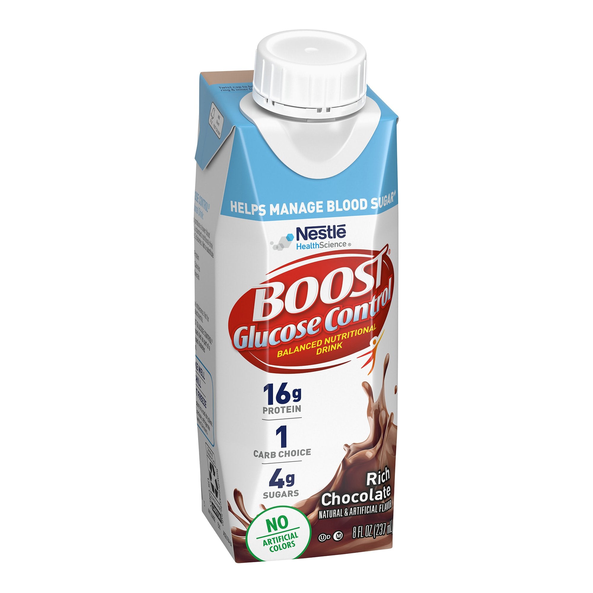 Boost Glucose Control Chocolate Balanced Nutritional Drink, 8-ounce carton-Oral Supplement Boost Glucose Control Rich Chocolate Flavor Liquid 8 oz. Carton