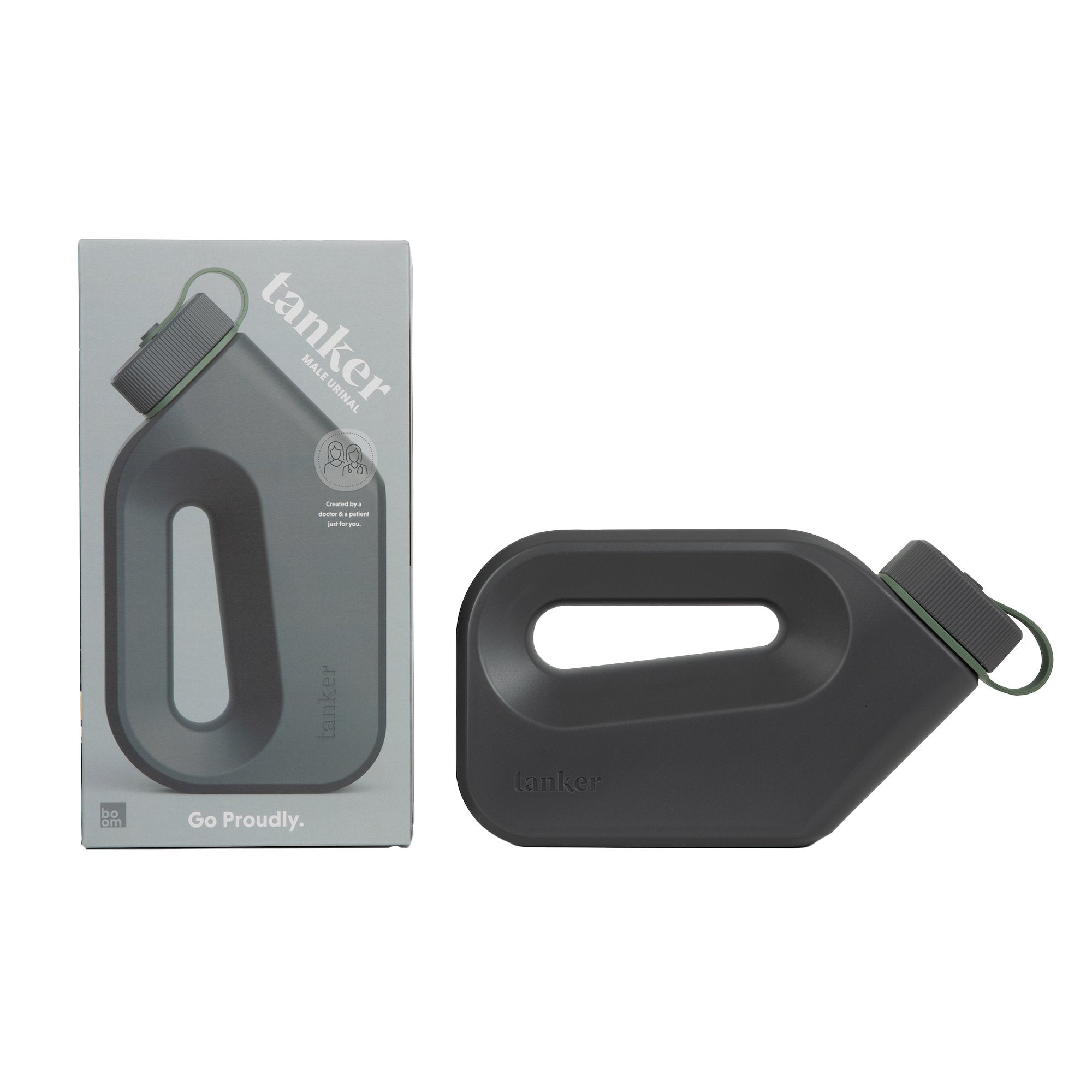 Tanker Portable Male Urinal, Cement Grey-Male Urinal Tanker 44 oz. With Closure Single Patient Use