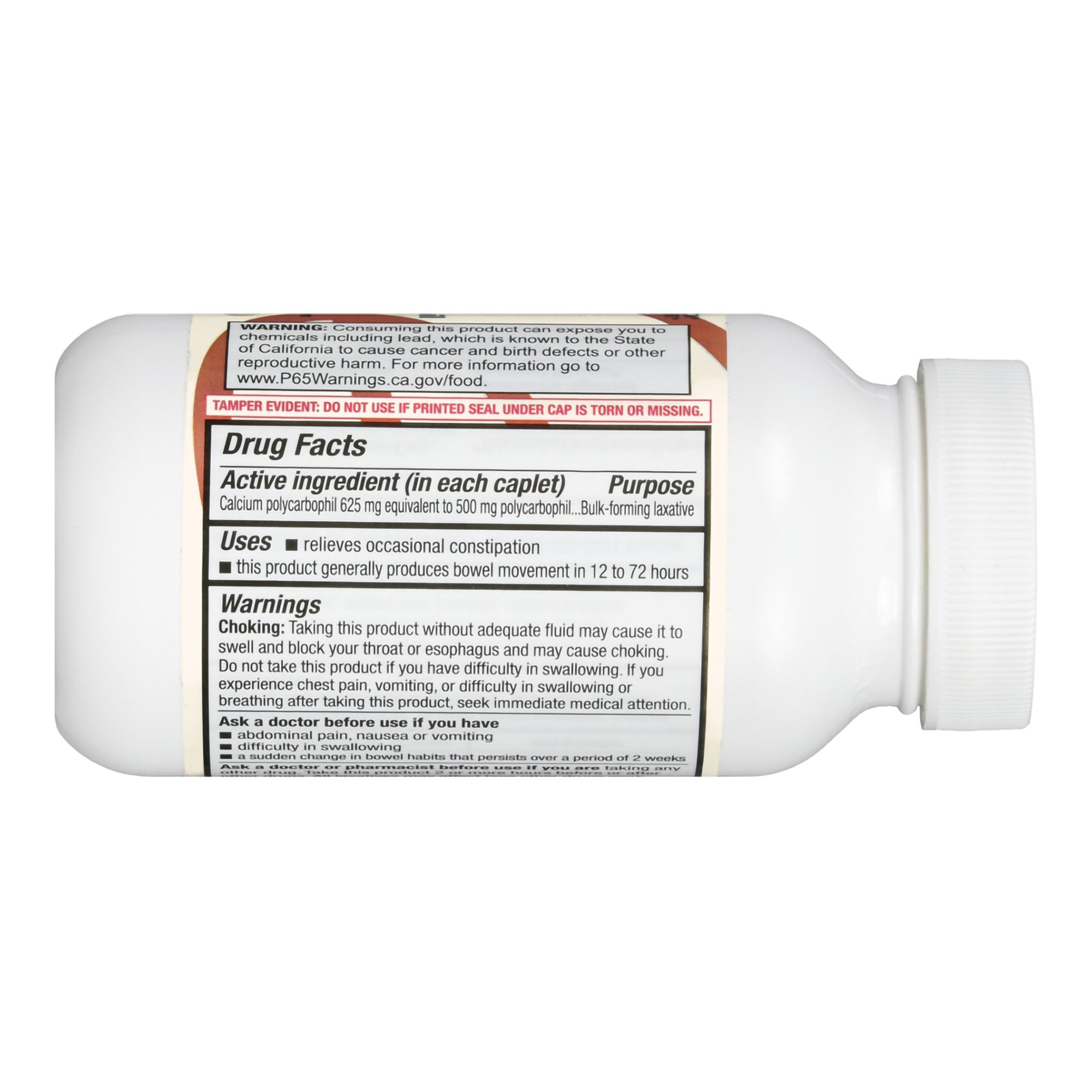 Foster & Thrive Fiber Laxative Calcium Polycarbophil 625 mg Caplets-Laxative Foster & Thrive Unflavored Caplet 90 per Bottle 625 mg Strength Calcium Polycarbophil
