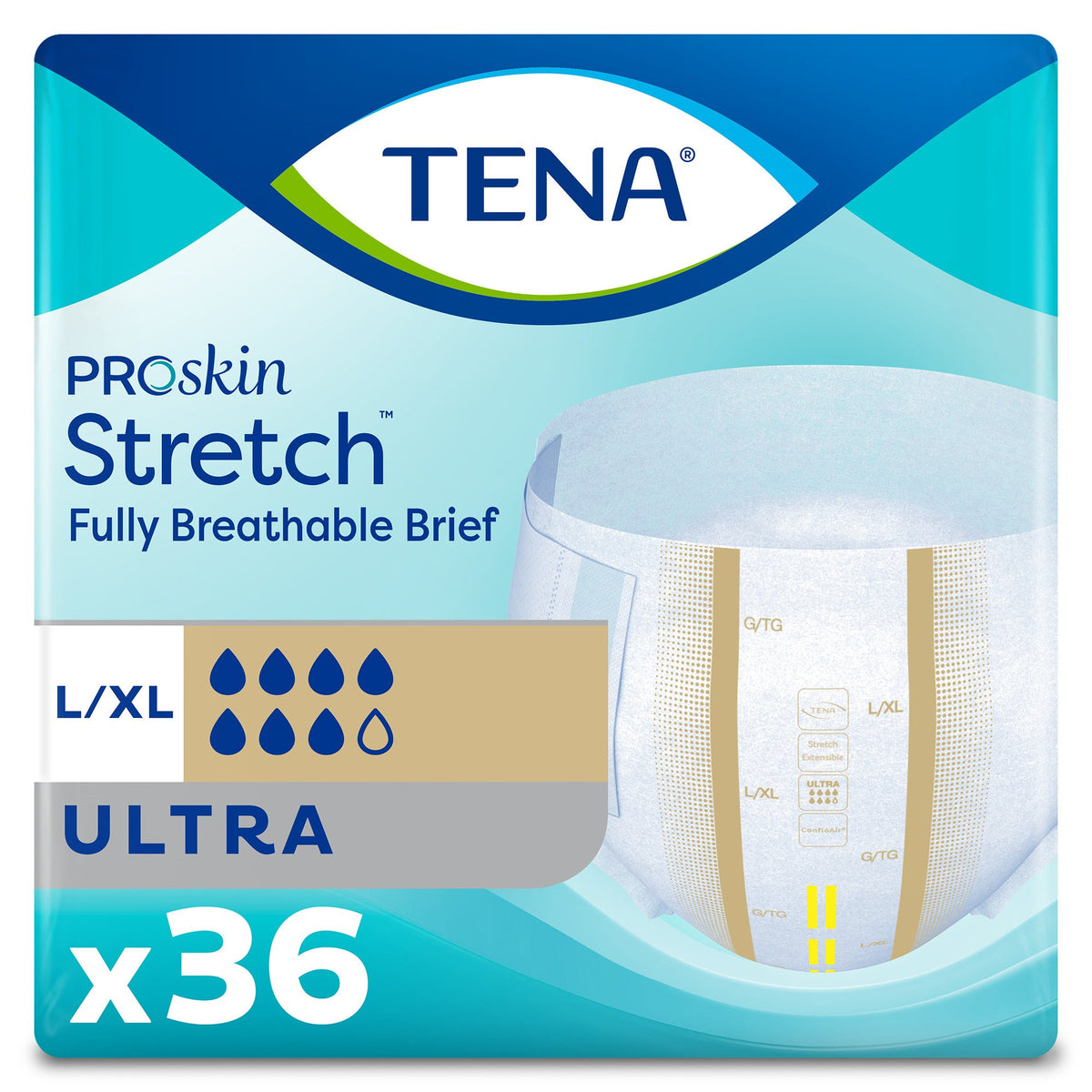 Tena ProSkin Stretch Ultra Incontinence Brief, Large / Extra Large-Unisex Adult Incontinence Brief TENA ProSkin Stretch Ultra Large / X-Large Disposable Heavy Absorbency