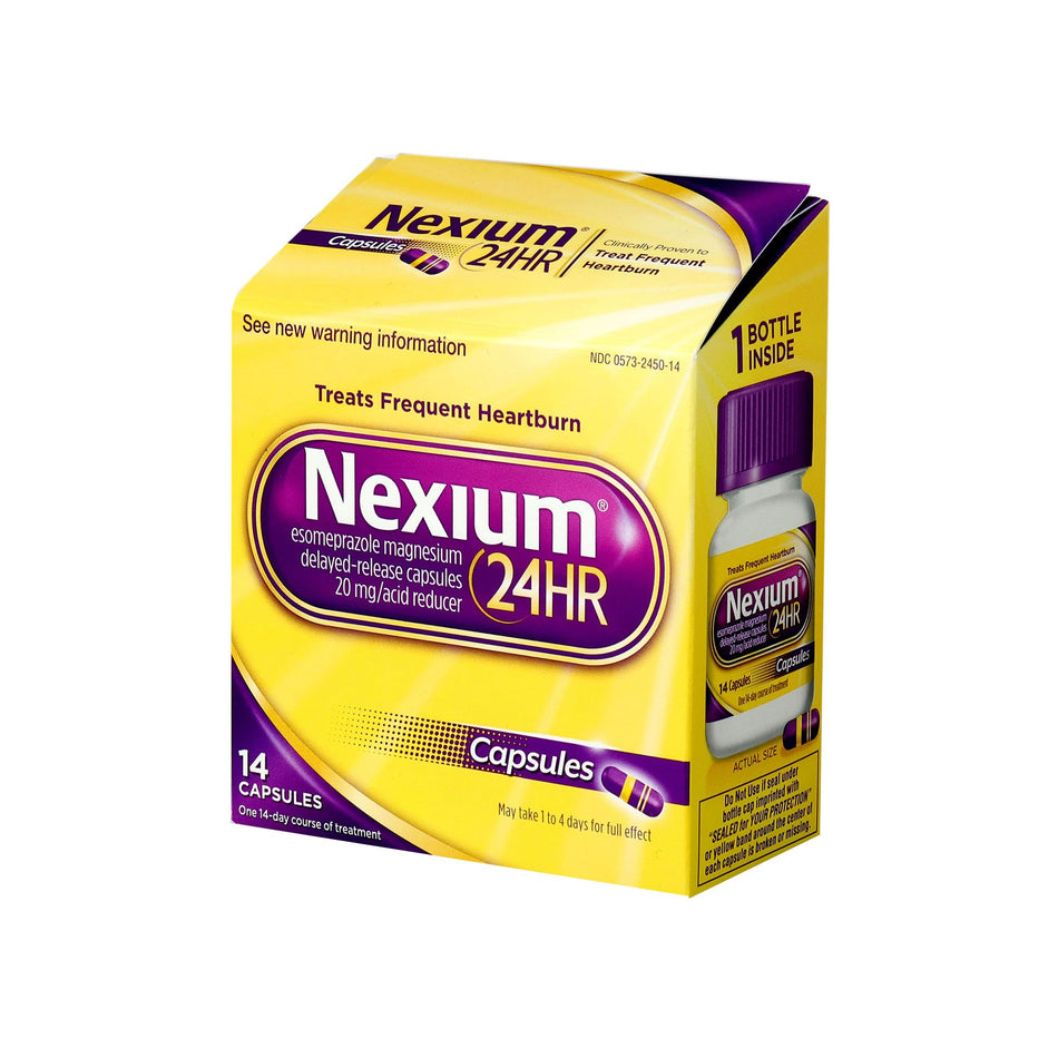 Nexium 24HR Esomeprazole Antacid-Antacid Nexium 24 HR 20 mg Strength Capsule 14 per Bottle