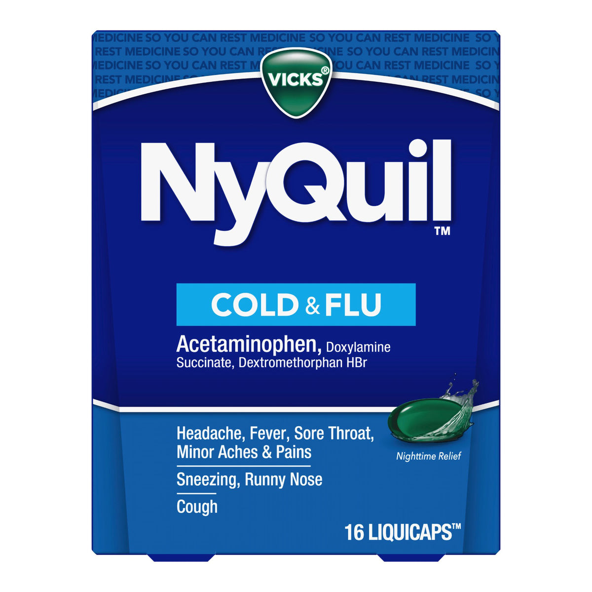 Vicks NyQuil Cold & Flu LiquiCaps - Pharmaceuticals>Over the Counter>Cough and Cold Relief - Procter & Gamble
