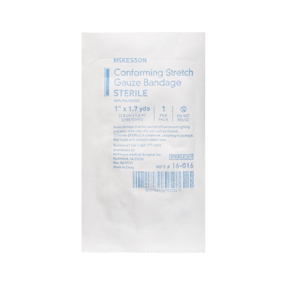 McKesson Sterile Conforming Bandage, 1 Inch x 1-7/10 Yard-Conforming Bandage McKesson 1 Inch X 1-7/10 Yard Sterile 1 per Pack