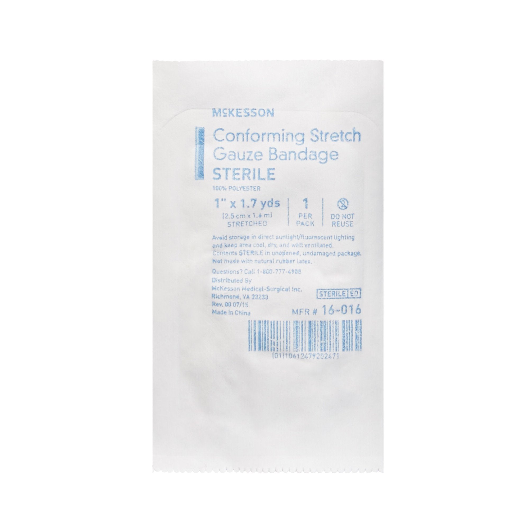 McKesson Sterile Conforming Bandage, 1 Inch x 1-7/10 Yard-Conforming Bandage McKesson 1 Inch X 1-7/10 Yard Sterile 1 per Pack