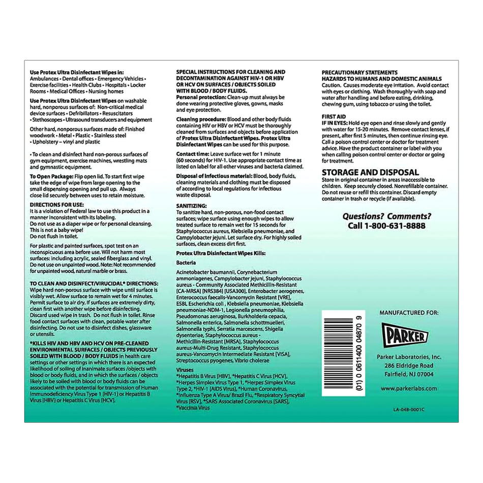 Protex Ultra Disinfectant Wipes, 7 x 9.5 Inch-Protex Ultra Surface Disinfectant Cleaner Premoistened Broad Spectrum Manual Pull Wipe 75 Count Canister Lemon Scent NonSterile