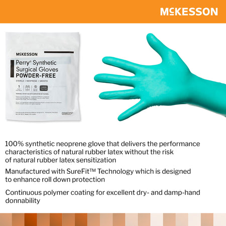 McKesson Perry Performance Plus Polychloroprene Surgical Glove, Size 9, Dark Green-Surgical Glove McKesson Perry Performance Plus Size 9 Sterile Polychloroprene Standard Cuff Length Smooth Dark Green Chemo Tested