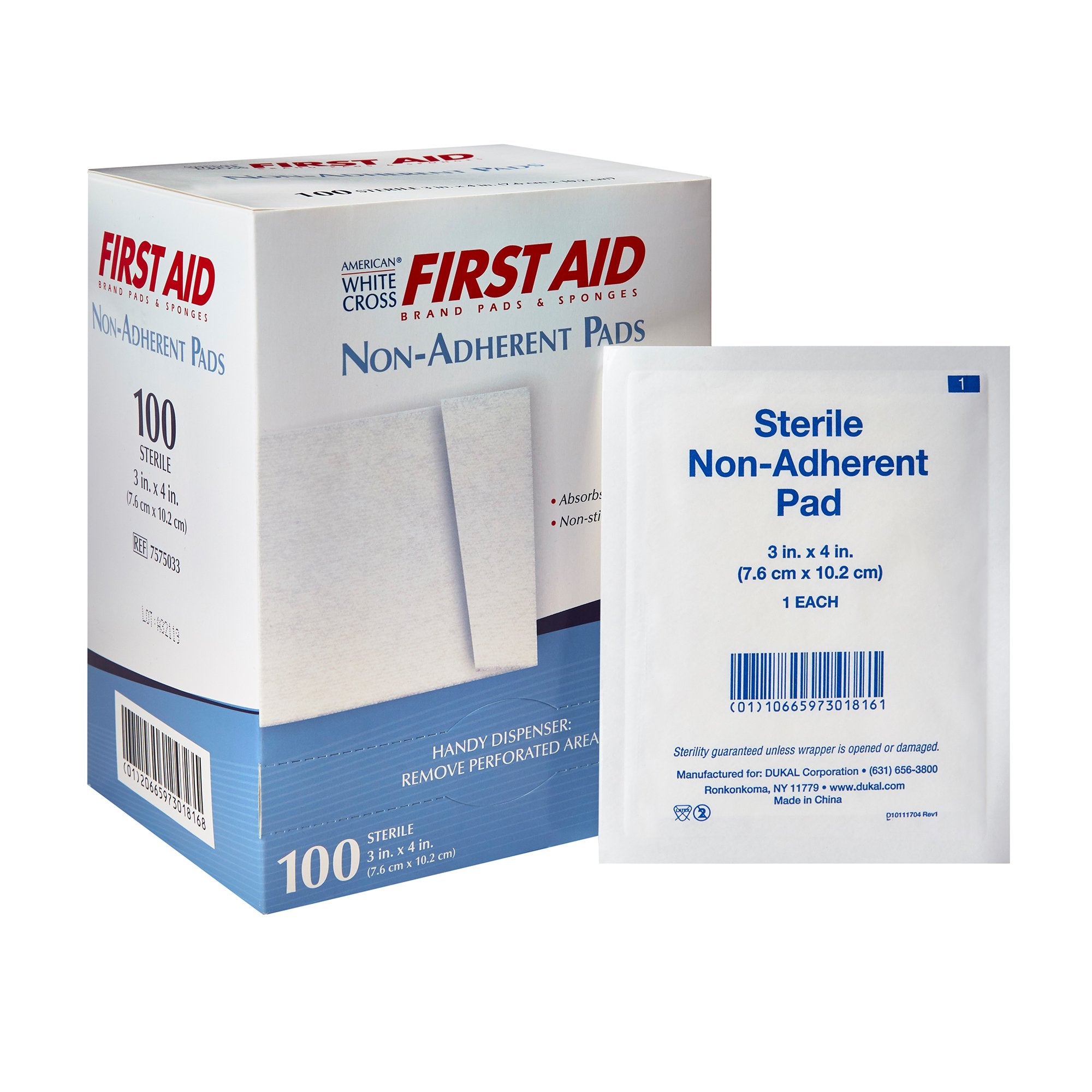 American White Cross Nonadherent Dressing, 3 x 4 Inch-Non-Adherent Dressing American White Cross 3 X 4 Inch Sterile 1 per Pack