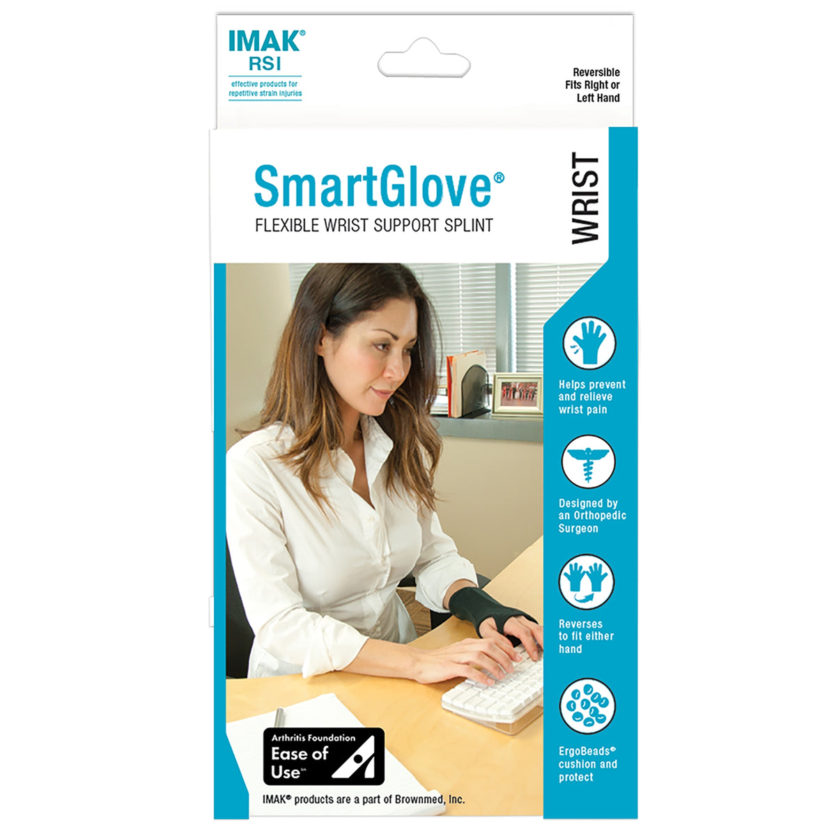 IMAK SmartGlove Wrist Splint, Medium-Wrist Splint IMAK RSI SmartGlove Cotton / ergoBeads Left or Right Hand Black Medium