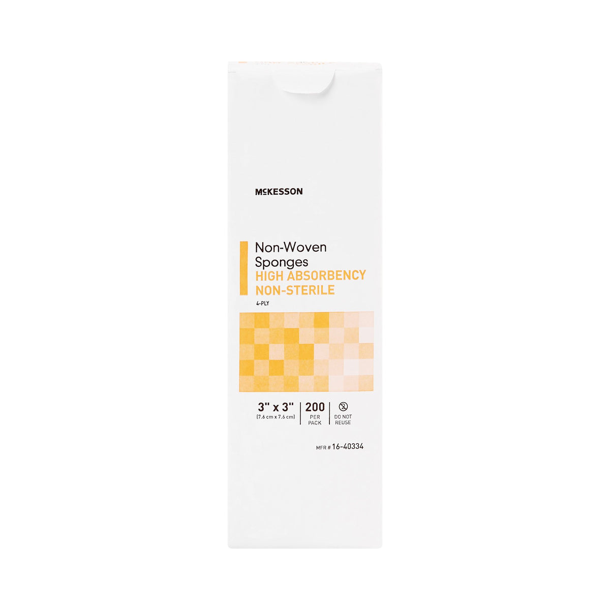 McKesson Nonwoven Sponge, 3 x 3 Inch, 4-Ply-Nonwoven Sponge McKesson 3 X 3 Inch 4-Ply NonSterile 200 per Pack