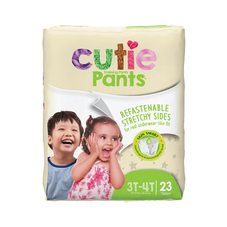 Cutie Pants, Unisex Toddler, Disposable, Heavy Absorbency, Daytime/Overnight, 32 to 40 lbs, 3T to 4T-Unisex Toddler Training Pants Cutie Pants Pull On with Tear Away Seams Size 3T to 4T Disposable Heavy Absorbency