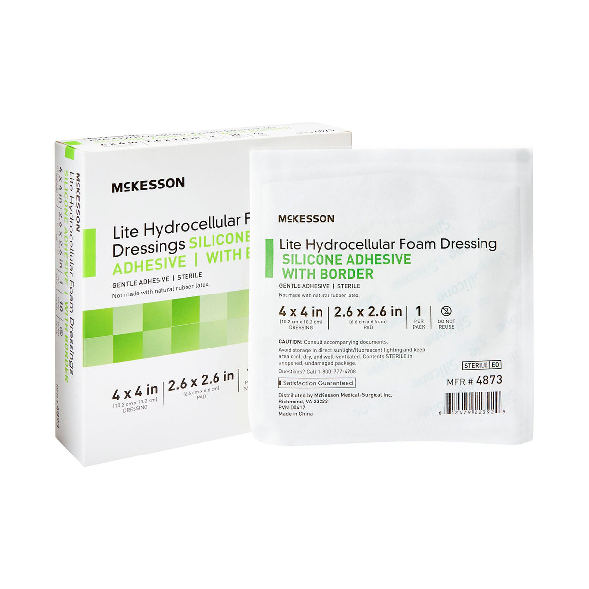 McKesson Lite Hydrocellular Foam Dressings w/ Border & Silicone Adhesive, 4 x 4" - Wound Care>Advanced Wound Care>Foam Dre...