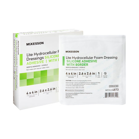 McKesson Lite Hydrocellular Foam Dressings w/ Border & Silicone Adhesive, 4 x 4" - Wound Care>Advanced Wound Care>Foam Dre...
