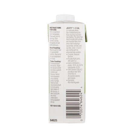 Jevity 1.2 with Fiber Complete, Balanced Nutrition, 8-ounce carton-Tube Feeding Formula Jevity 1.2 Cal with Fiber Unflavored Liquid 8 oz. Reclosable Carton