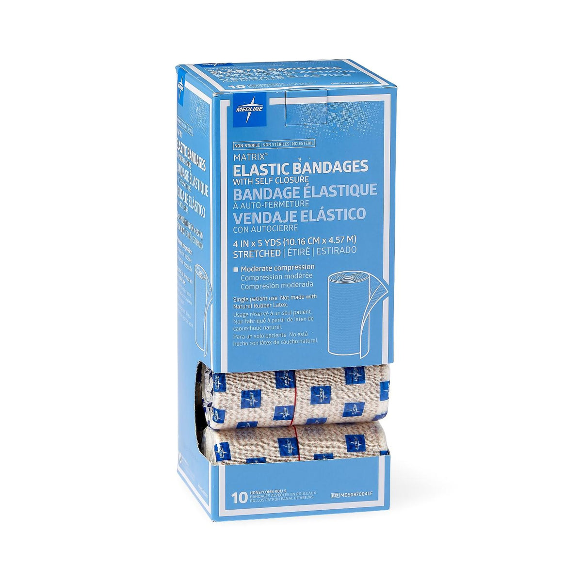 Matrix Double Hook and Loop Closure Elastic Bandage, 4 Inch x 5 Yard-Elastic Bandage Matrix 4 Inch X 5 Yard Double Hook and Loop Closure Natural NonSterile Medium Compression