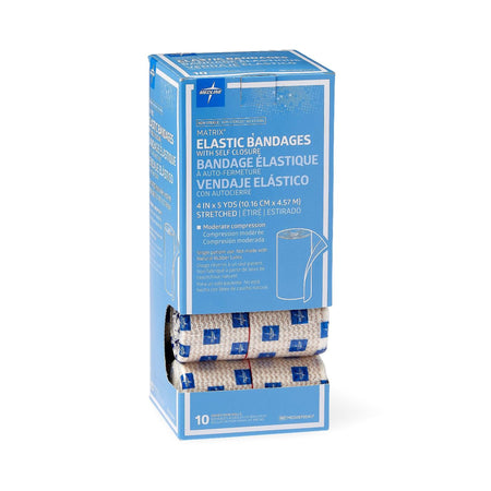 Matrix Double Hook and Loop Closure Elastic Bandage, 4 Inch x 5 Yard-Elastic Bandage Matrix 4 Inch X 5 Yard Double Hook and Loop Closure Natural NonSterile Medium Compression
