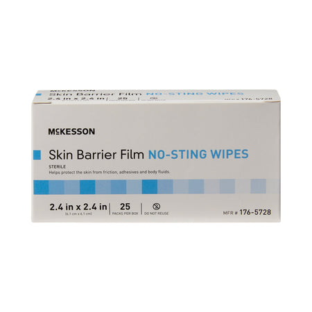 McKesson Skin Barrier Wipe-Skin Barrier Wipe McKesson No Sting 75 to 100% Strength Hexamethyldisiloxane Individual Packet Sterile