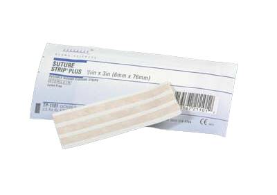 Suture Strip Plus Skin Closure Strip-Skin Closure Strip Suture Strip Plus 1/4 X 1-1/2 Inch Nonwoven Material Flexible Strip Tan
