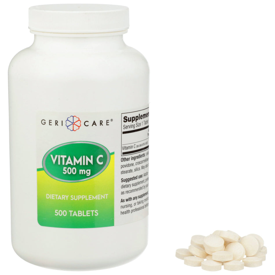 Geri-Care Ascorbic Acid Vitamin C Supplement-Vitamin C Supplement Geri-Care Ascorbic Acid 500 mg Strength Tablet 500 per Bottle