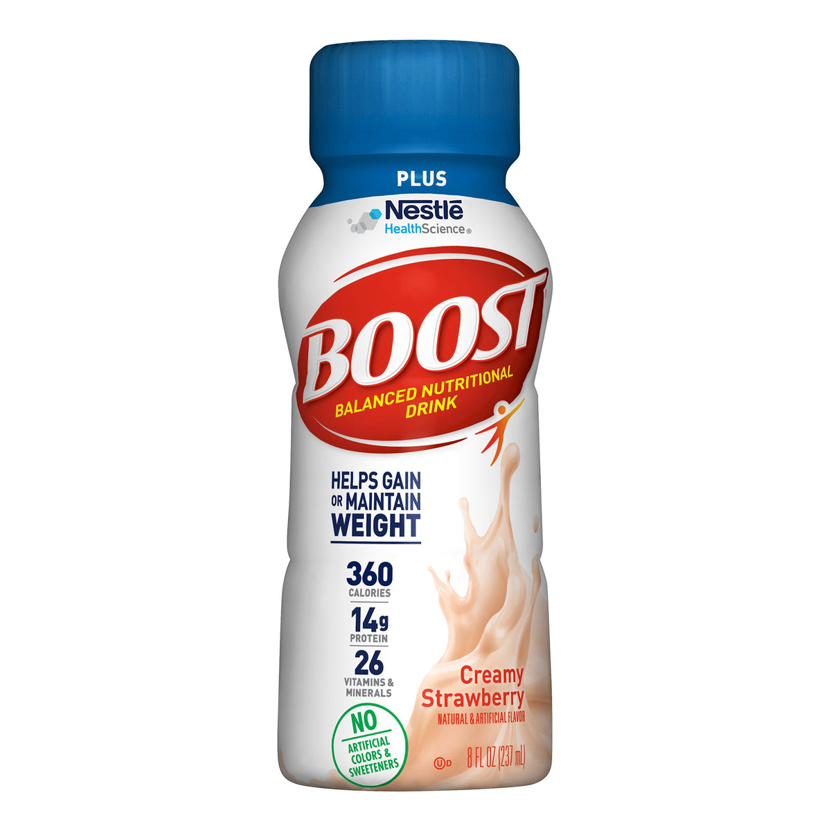 Boost Plus Strawberry Balanced Nutritional Drink, 8 oz. Bottle-Oral Supplement Boost Plus Creamy Strawberry Flavor Liquid 8 oz. Bottle