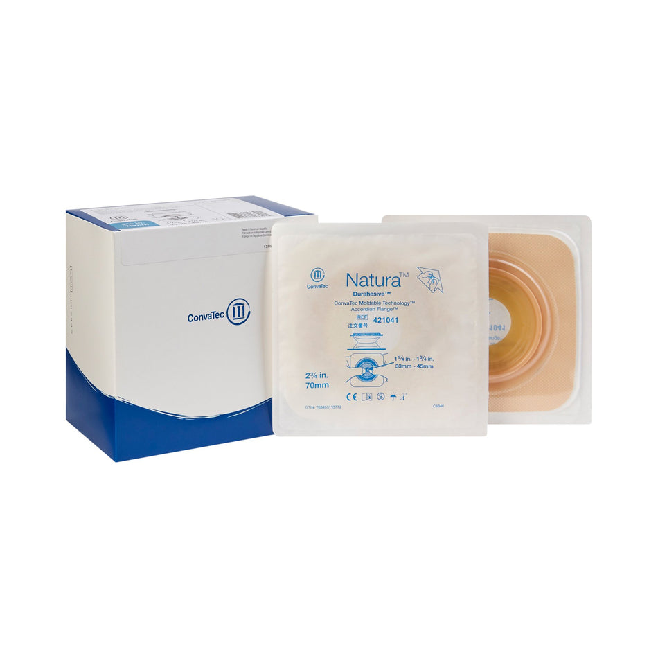 Natura Skin Barrier, 2-3/4 Inch Flange-Ostomy Barrier Natura Moldable Durahesive Adhesive 70 mm Flange Natura System Hydrocolloid Tape Collar 1-1/4 to 1-3/4 Inch Opening