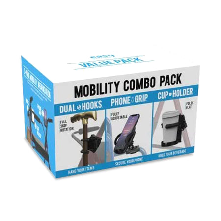 Mobility Aid Combo Pack, Cup Holder, Phone Grip, Bag Hooks-Easy Mobility Walker / Wheelchair Mobility Combo Pack For Walker / Wheelchair