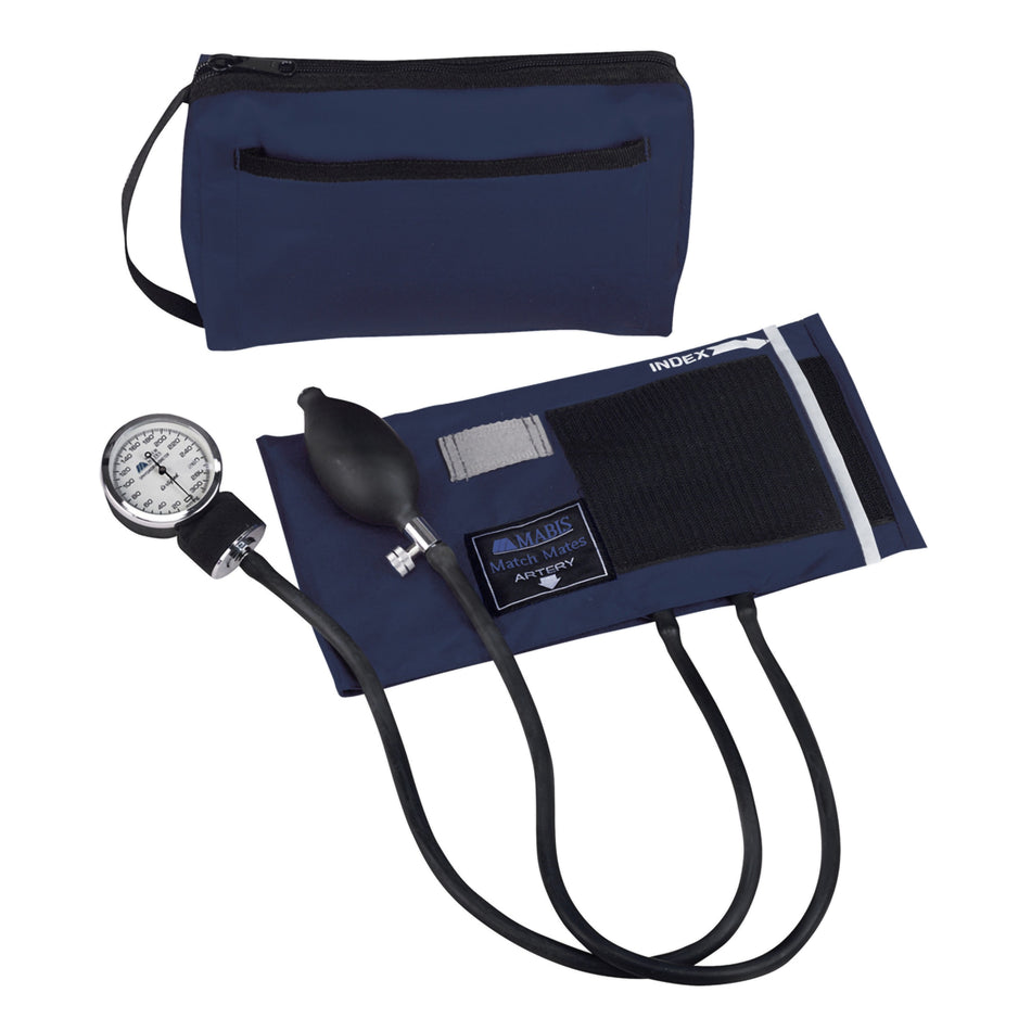 Mabis Match Mates Manual Aneroid Sphygmomanometer with Cuff, Dark Blue-Aneroid Sphygmomanometer with Cuff Mabis Nylon Cuff Palm Aneroid