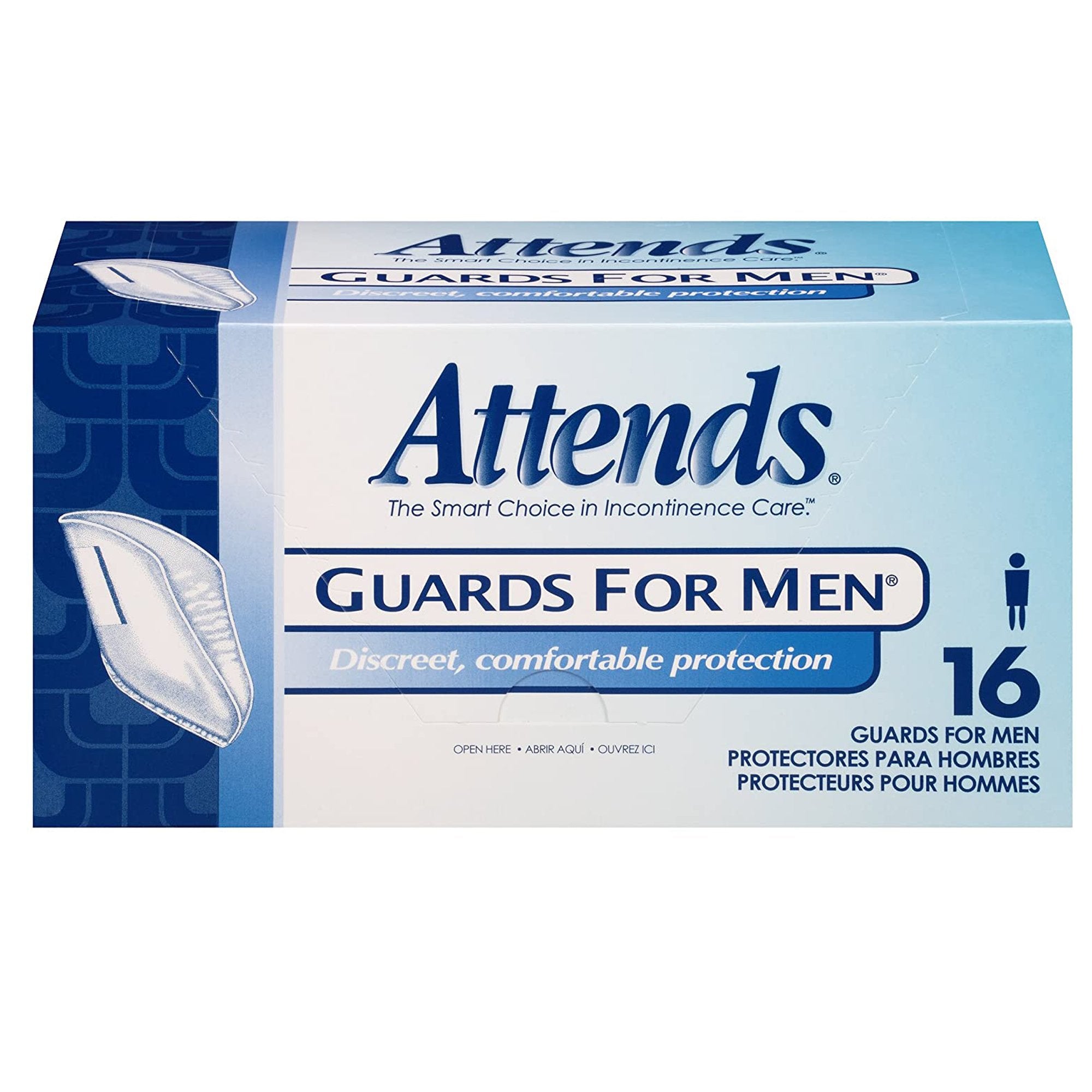 Attends Guards For Men Bladder Control Pad-Bladder Control Pad Attends Guards For Men 5.9 X 12-1/2 Inch Light Absorbency Polymer Core One Size Fits Most