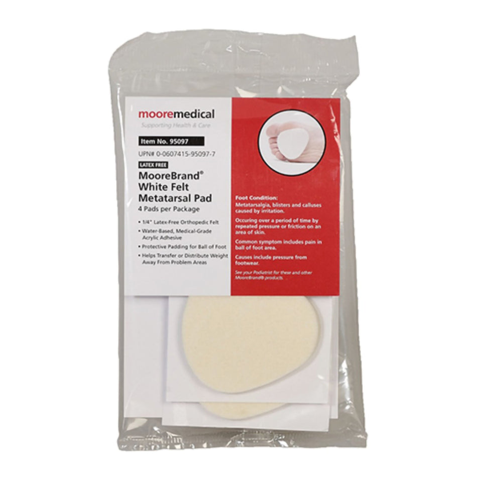 MooreBrand White Felt Metatarsal Pad-Metatarsal Cushion McKesson Pedi-Pads Size 106-L Adhesive