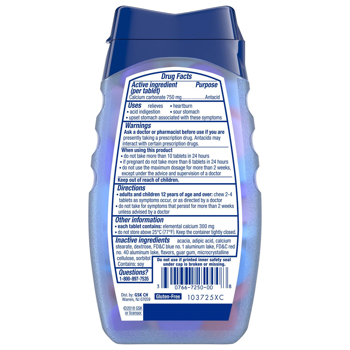 Tums Extra Strength 750 Antacid Smoothies, Assorted Berries-Antacid